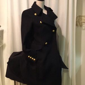 Black peacoat, golden buttons